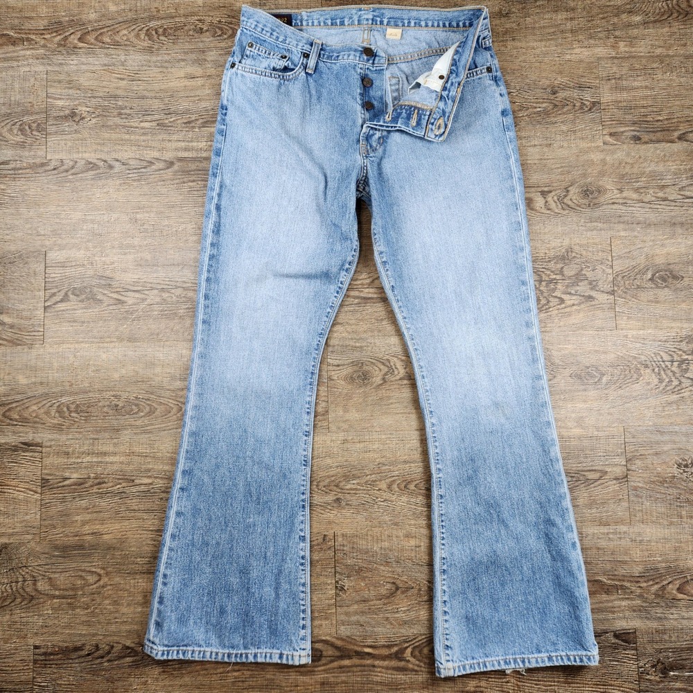Vintage Abercrombie & Fitch Y2K Flare Jeans Light Wash Button Fly 31x32 Size 12